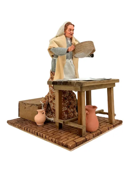 Animated Traditional Woman Sifting Flour - 30 cm