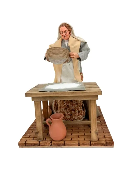 Animated Traditional Woman Sifting Flour - 30 cm