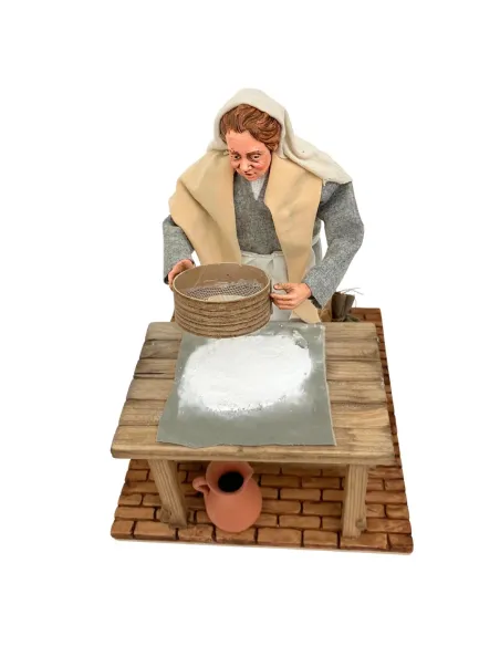 Animated Traditional Woman Sifting Flour - 30 cm