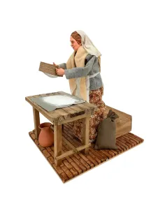 Animated Traditional Woman Sifting Flour - 30 cm