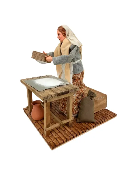 Animated Traditional Woman Sifting Flour - 30 cm