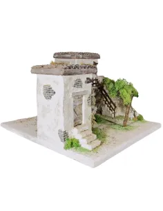 Borgo popolare in polistirene con albero e luci a batteria per statue da 8 cm 2