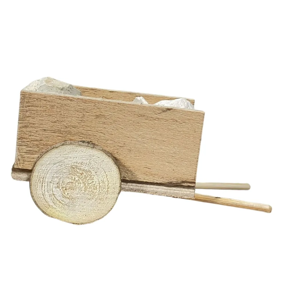 Wooden Cart with Stones for 8 cm Nativity Figures
