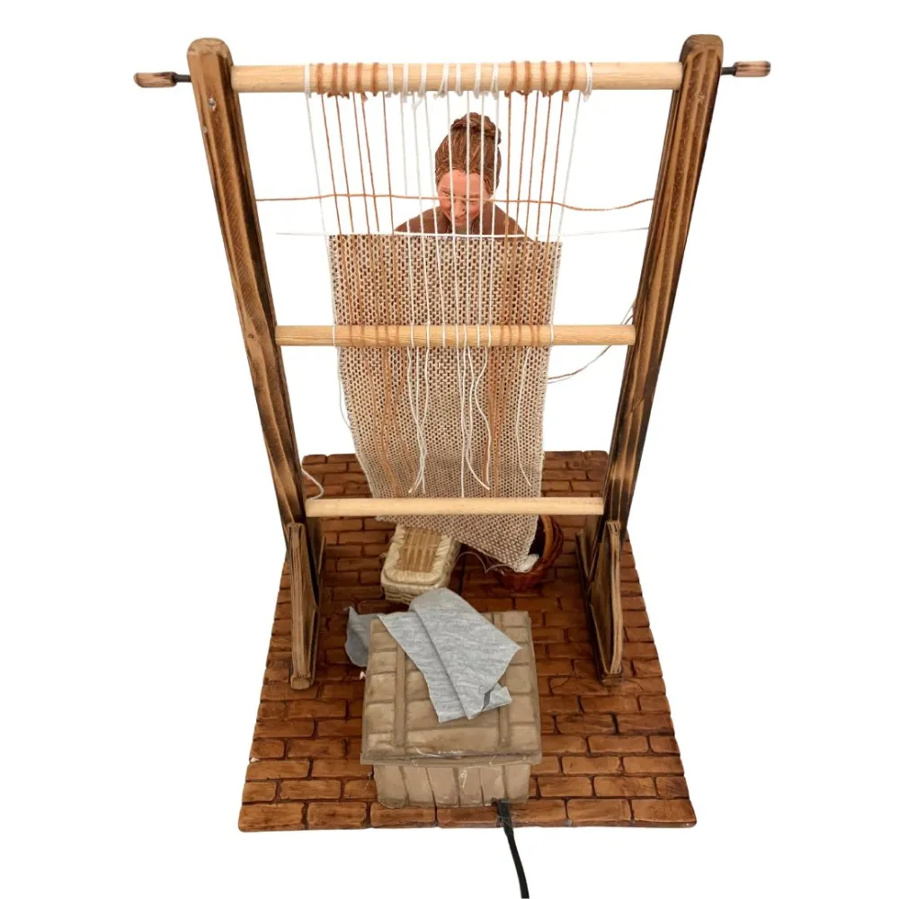 Animated Traditional Weaver at a Vertical Loom - 30 cm