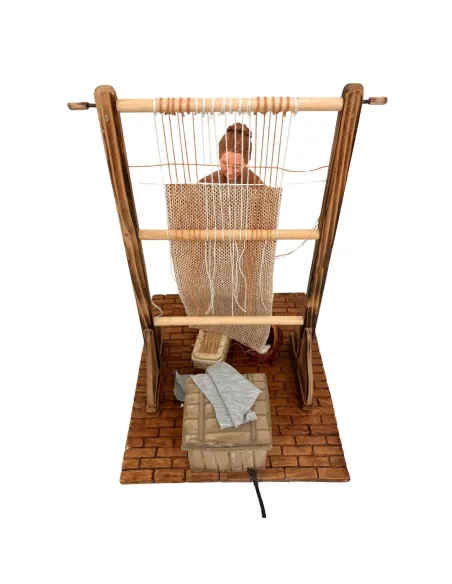 Animated Traditional Weaver at a Vertical Loom - 30 cm