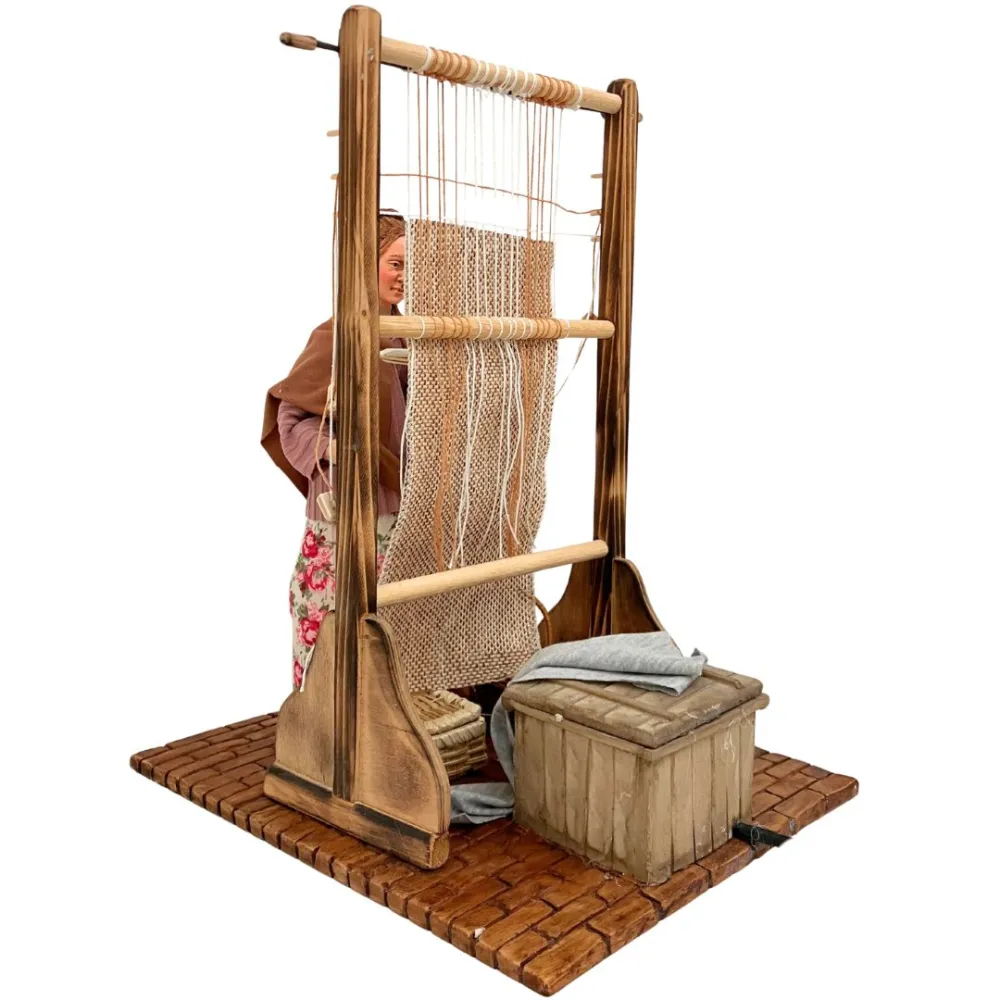 Animated Traditional Weaver at a Vertical Loom - 30 cm