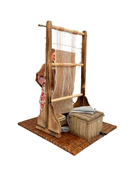 Animated Traditional Weaver at a Vertical Loom - 30 cm
