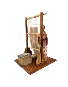 Animated Traditional Weaver at a Vertical Loom - 30 cm