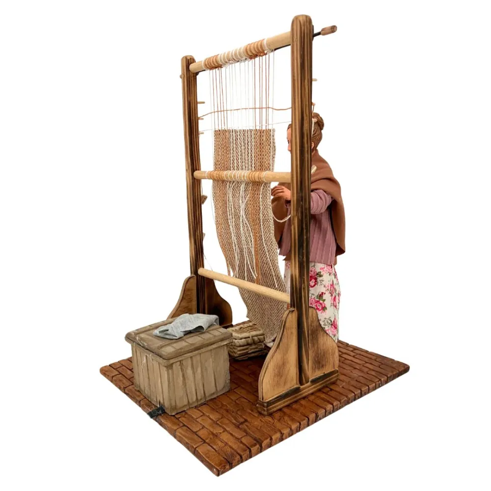 Animated Traditional Weaver at a Vertical Loom - 30 cm
