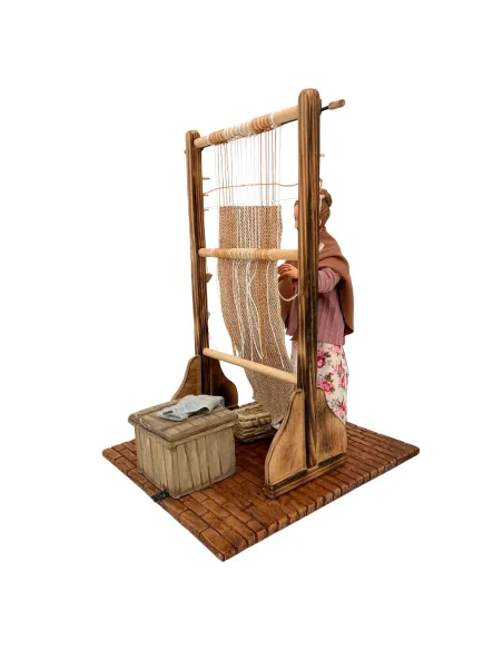 Animated Traditional Weaver at a Vertical Loom - 30 cm