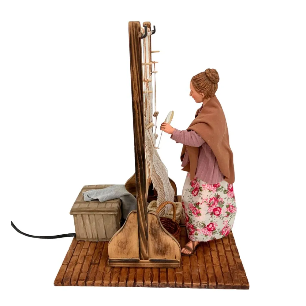 Animated Traditional Weaver at a Vertical Loom - 30 cm