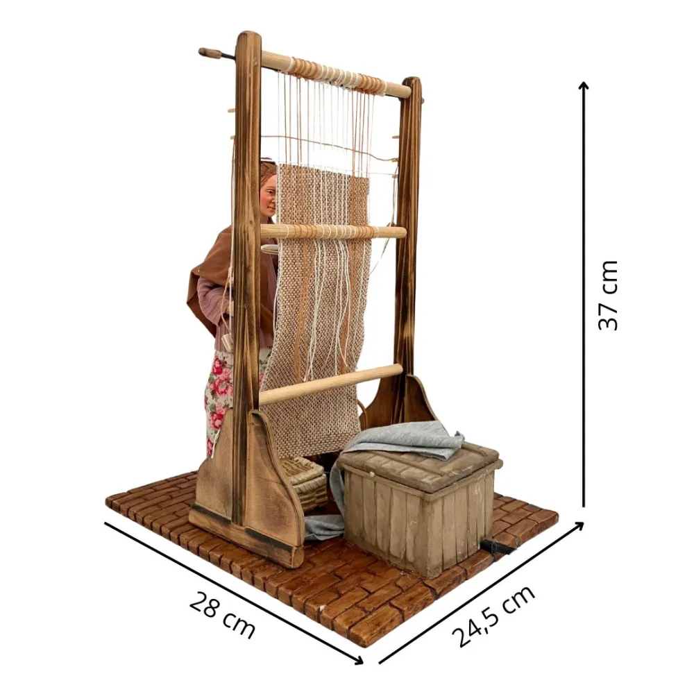 Animated Traditional Weaver at a Vertical Loom - 30 cm