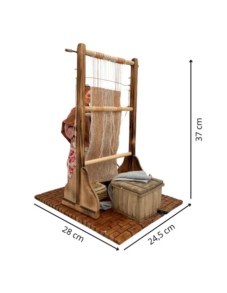 Animated Traditional Weaver at a Vertical Loom - 30 cm