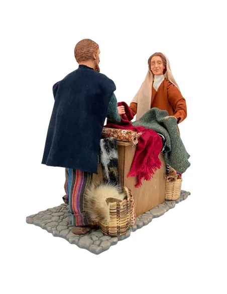 Animated Traditional Market Fabric Stall Scene - 30 cm