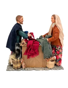 Animated Traditional Market Fabric Stall Scene - 30 cm