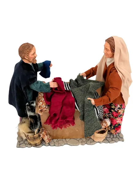 Animated Traditional Market Fabric Stall Scene - 30 cm