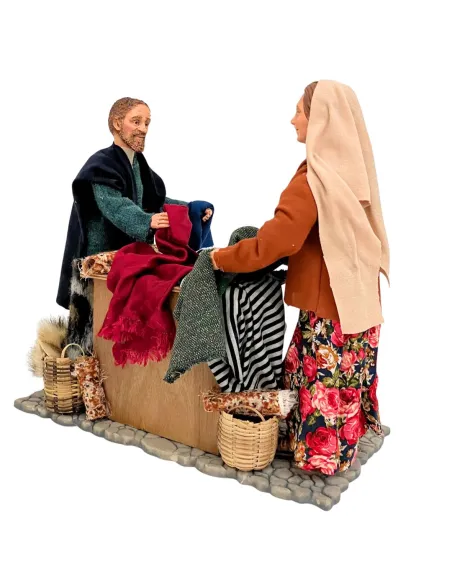 Animated Traditional Market Fabric Stall Scene - 30 cm