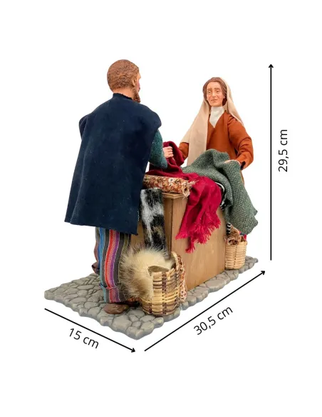 Animated Traditional Market Fabric Stall Scene - 30 cm