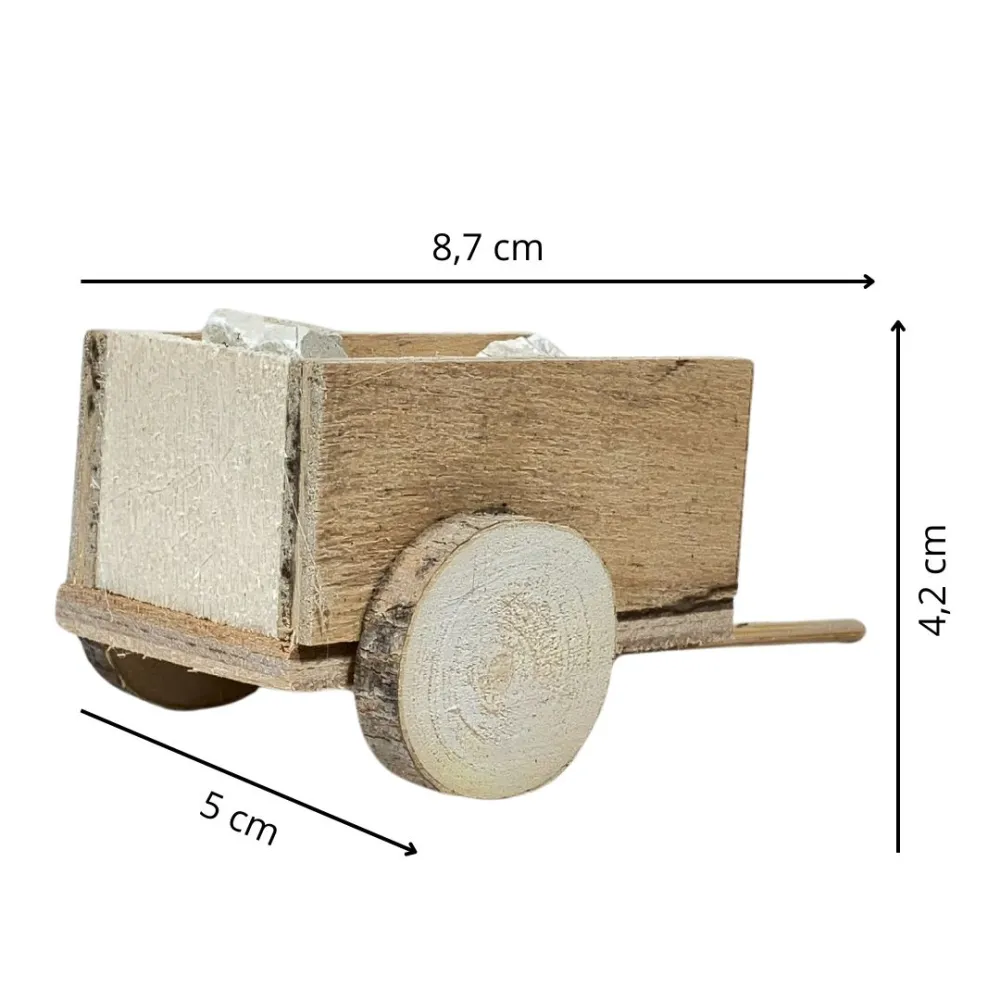 Wooden Cart with Stones for 8 cm Nativity Figures