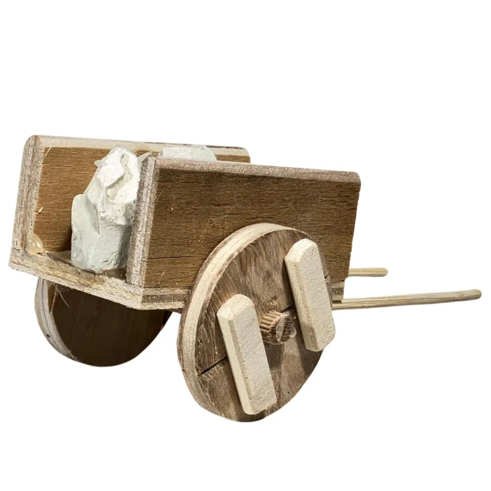 Wooden Cart with Stones for 10–12 cm Nativity Figures