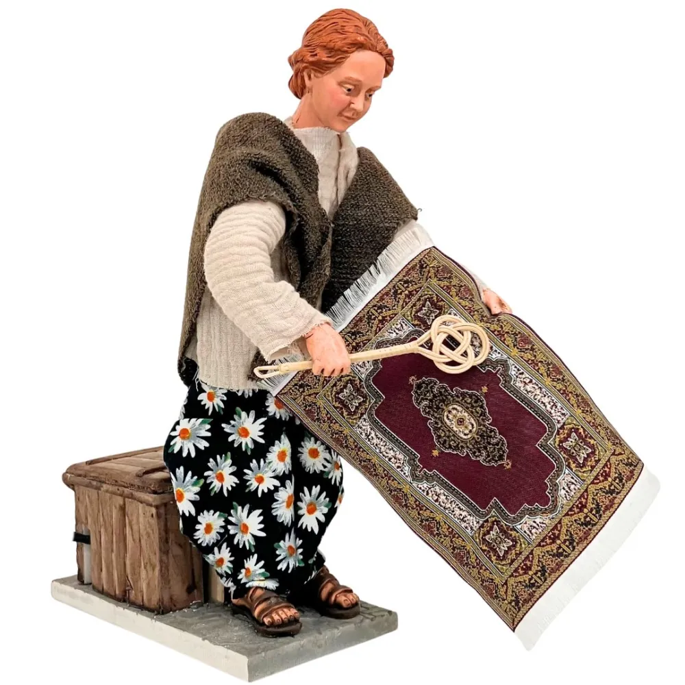 Animated Traditional Woman Beating a Rug - 30 cm