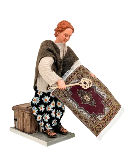 Donna che spolvera il tappeto popolare in movimento 30 cm