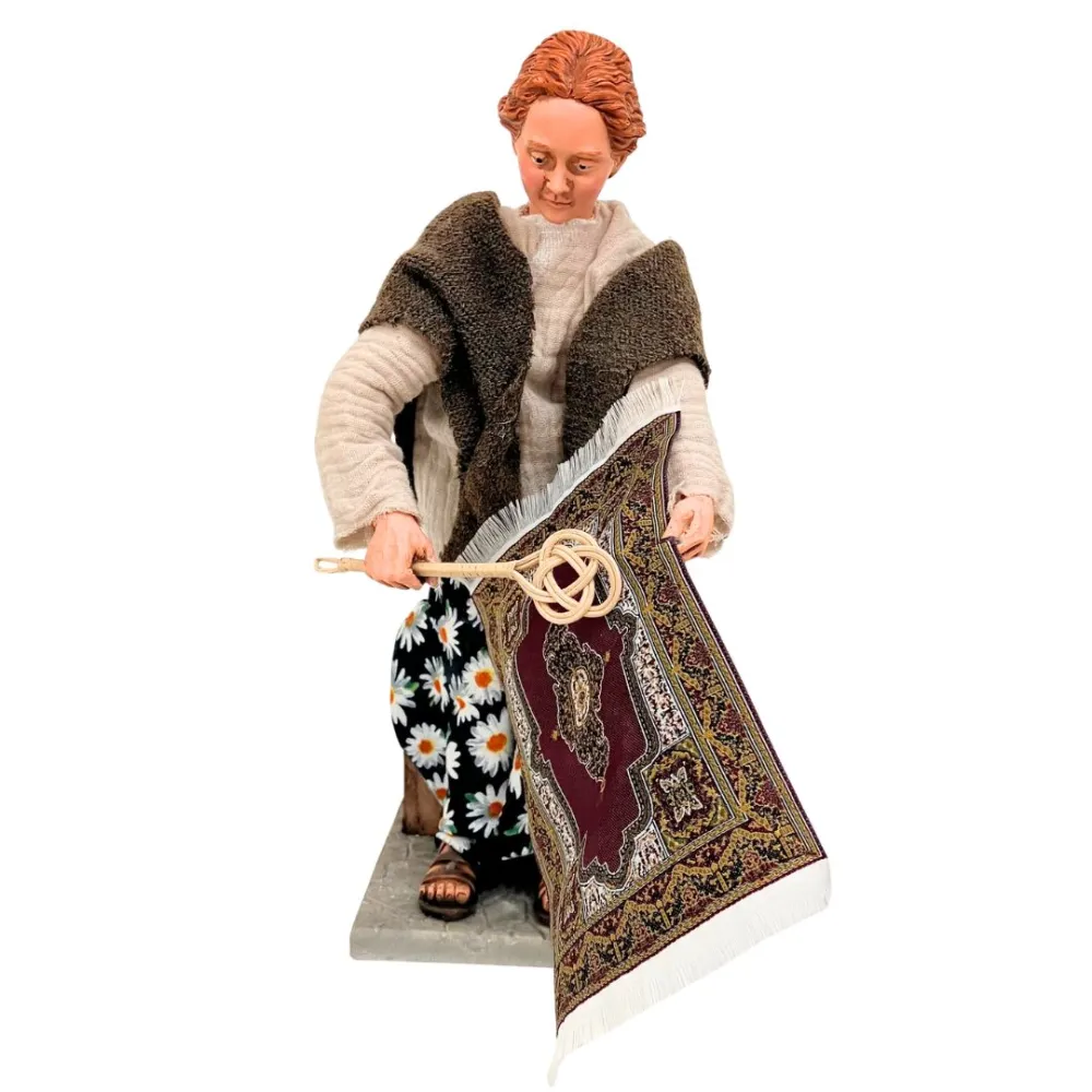 Animated Traditional Woman Beating a Rug - 30 cm