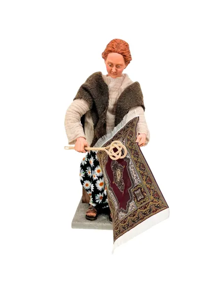 Donna che spolvera il tappeto popolare in movimento 30 cm