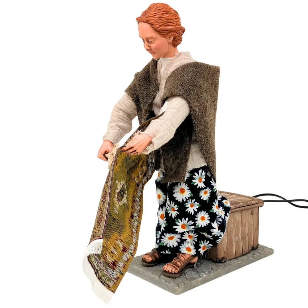 Animated Traditional Woman Beating a Rug - 30 cm