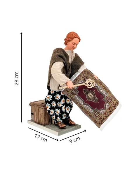 Donna che spolvera il tappeto popolare in movimento 30 cm