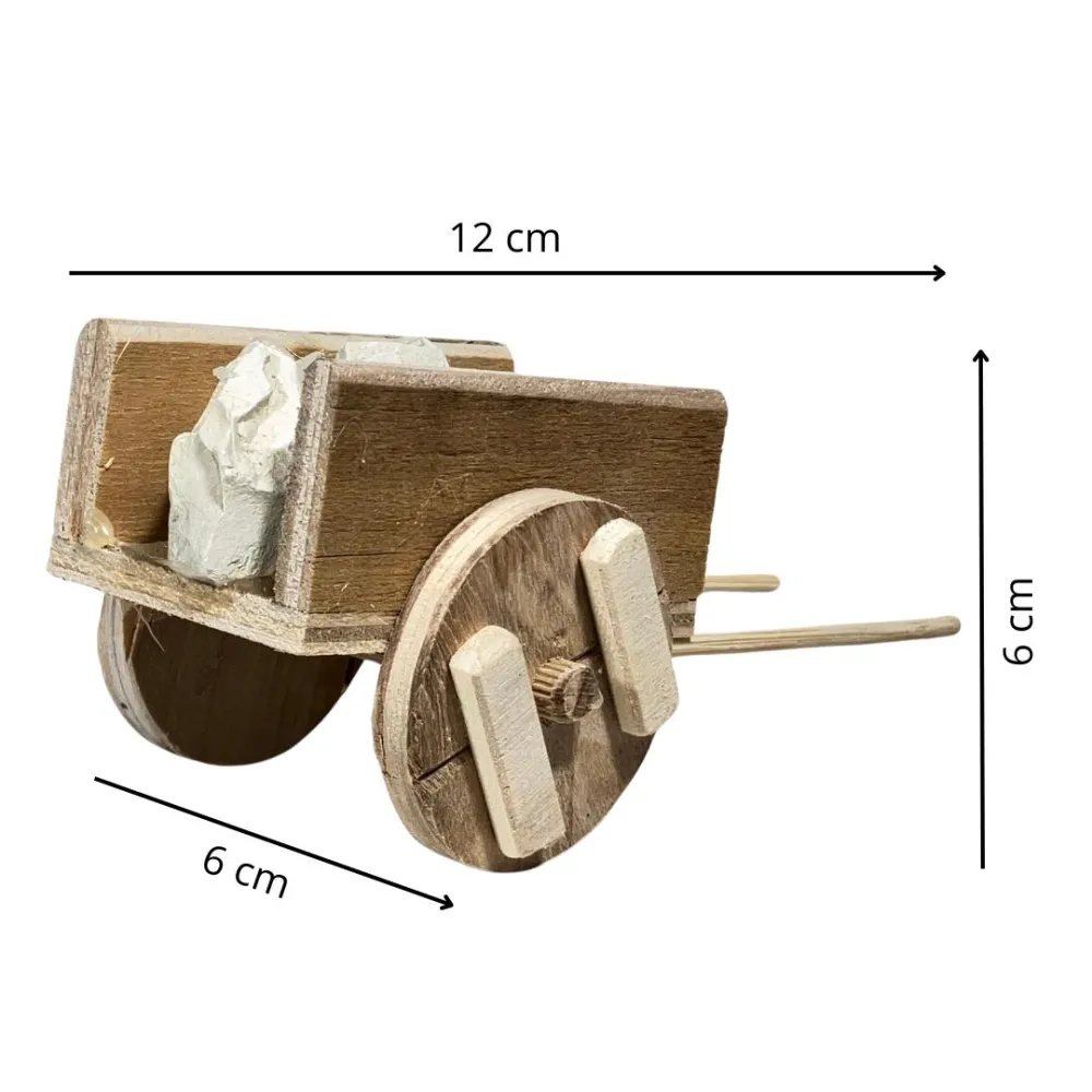 Wooden Cart with Stones for 10–12 cm Nativity Figures