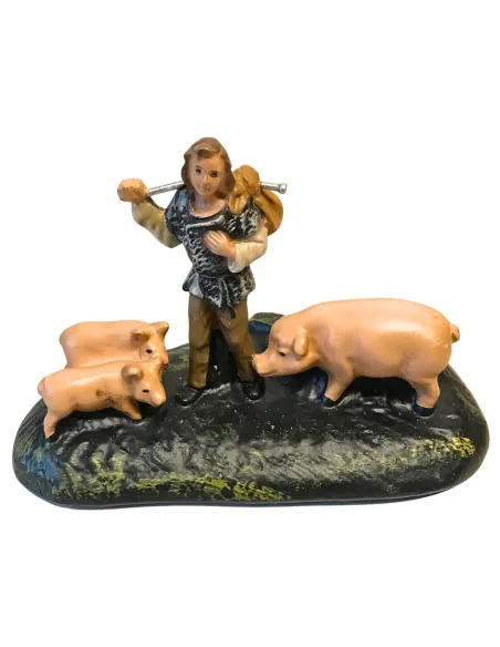 Contadino con maiali in gesso serie 10 cm