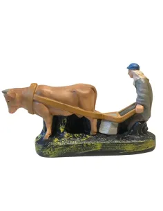 Contadino con bue per aratro serie 10 cm 2