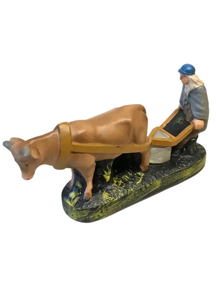 Contadino con bue per aratro serie 10 cm