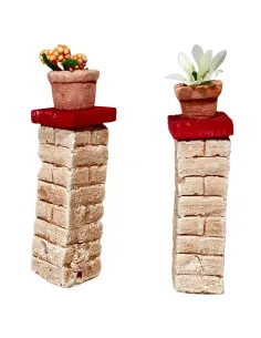Set 2 colonne con fiori in gesso per statue da 8-10 cm