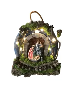 Wall-Hanging Nativity Wreath with Battery-Operated Lights and 15 cm Holy Family 2
