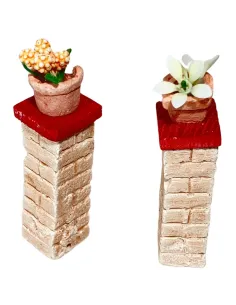 Set 2 colonne con fiori in gesso per statue da 8-10 cm 2