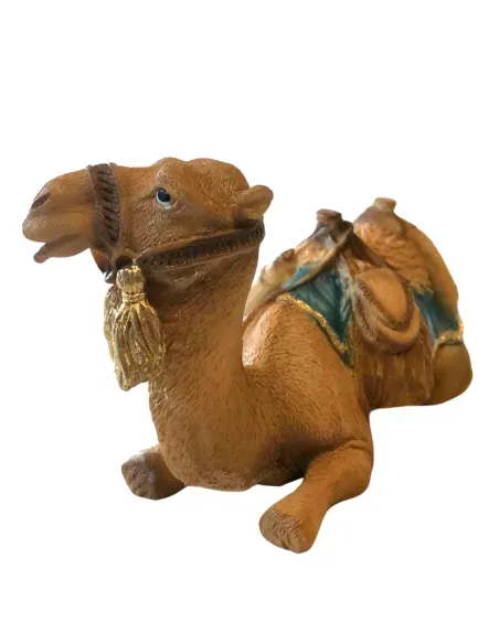 Cammello seduto bardato in resina per statue da 20 cm