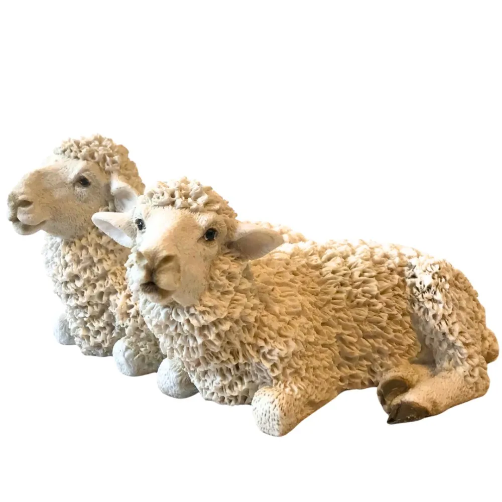 Coppia di pecore in resina per statue da 20 cm