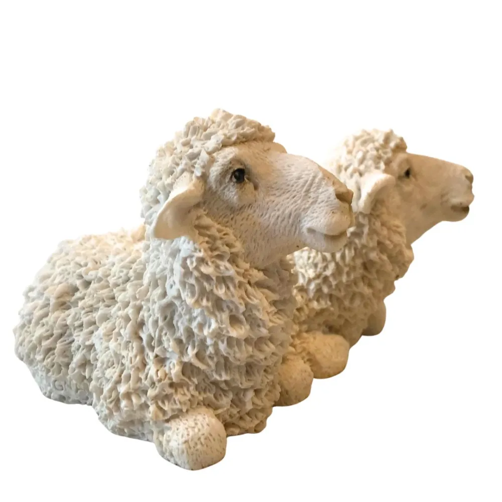 Coppia di pecore in resina per statue da 20 cm