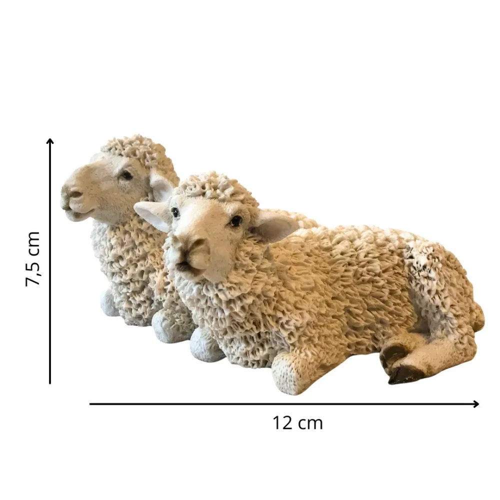Coppia di pecore in resina per statue da 20 cm