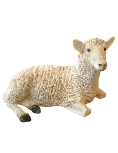 Pecora sdraiata girata verso destra in resina per statue da 20 cm 2
