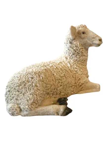 Pecora sdraiata girata verso destra in resina per statue da 20 cm