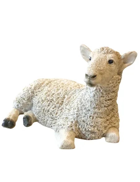 Pecora sdraiata girata verso destra in resina per statue da 20 cm