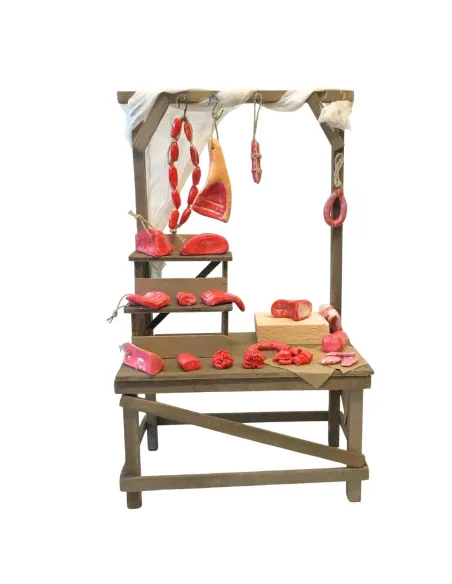 Bancarella in legno con carne per statue da 25-30 cm