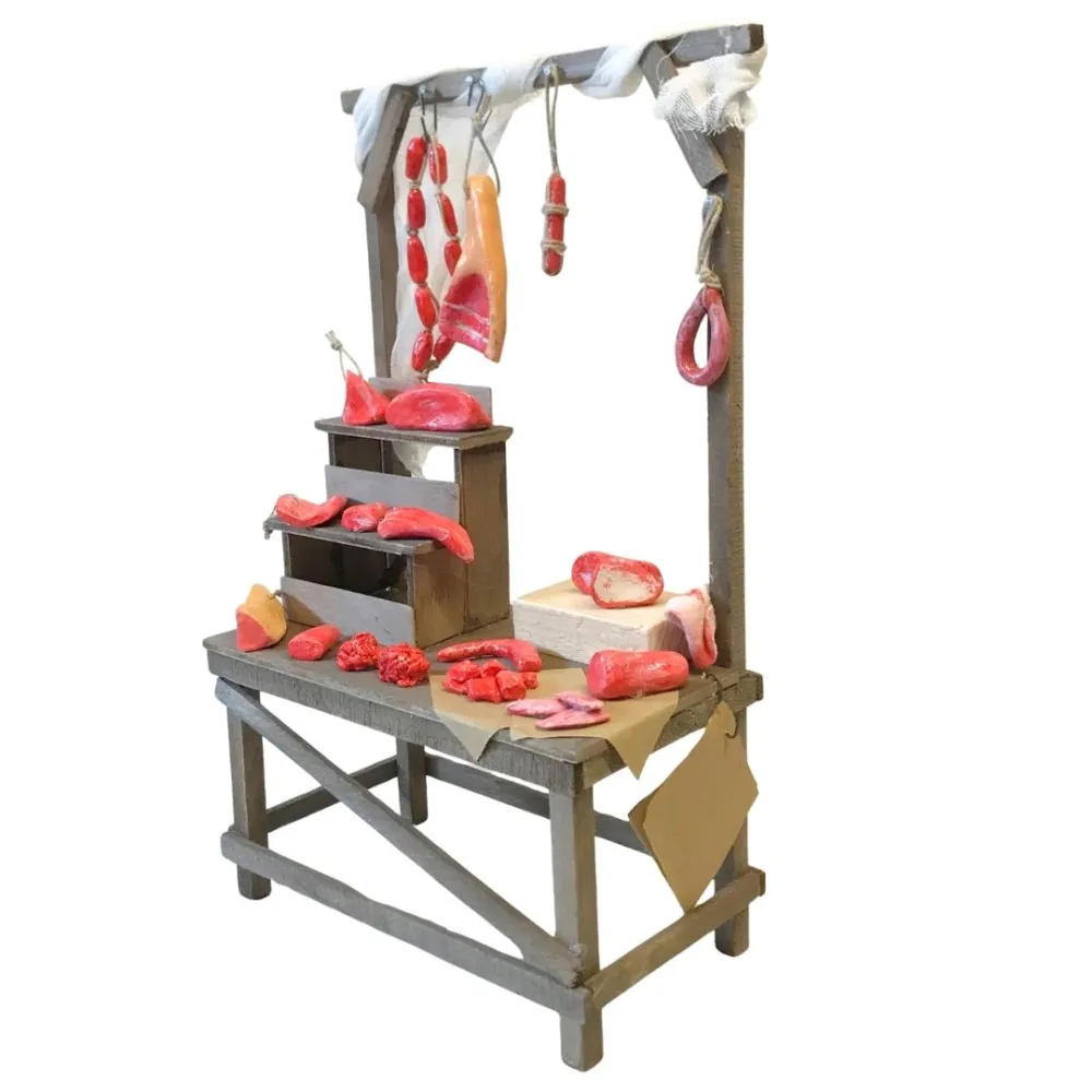 Bancarella in legno con carne per statue da 25-30 cm