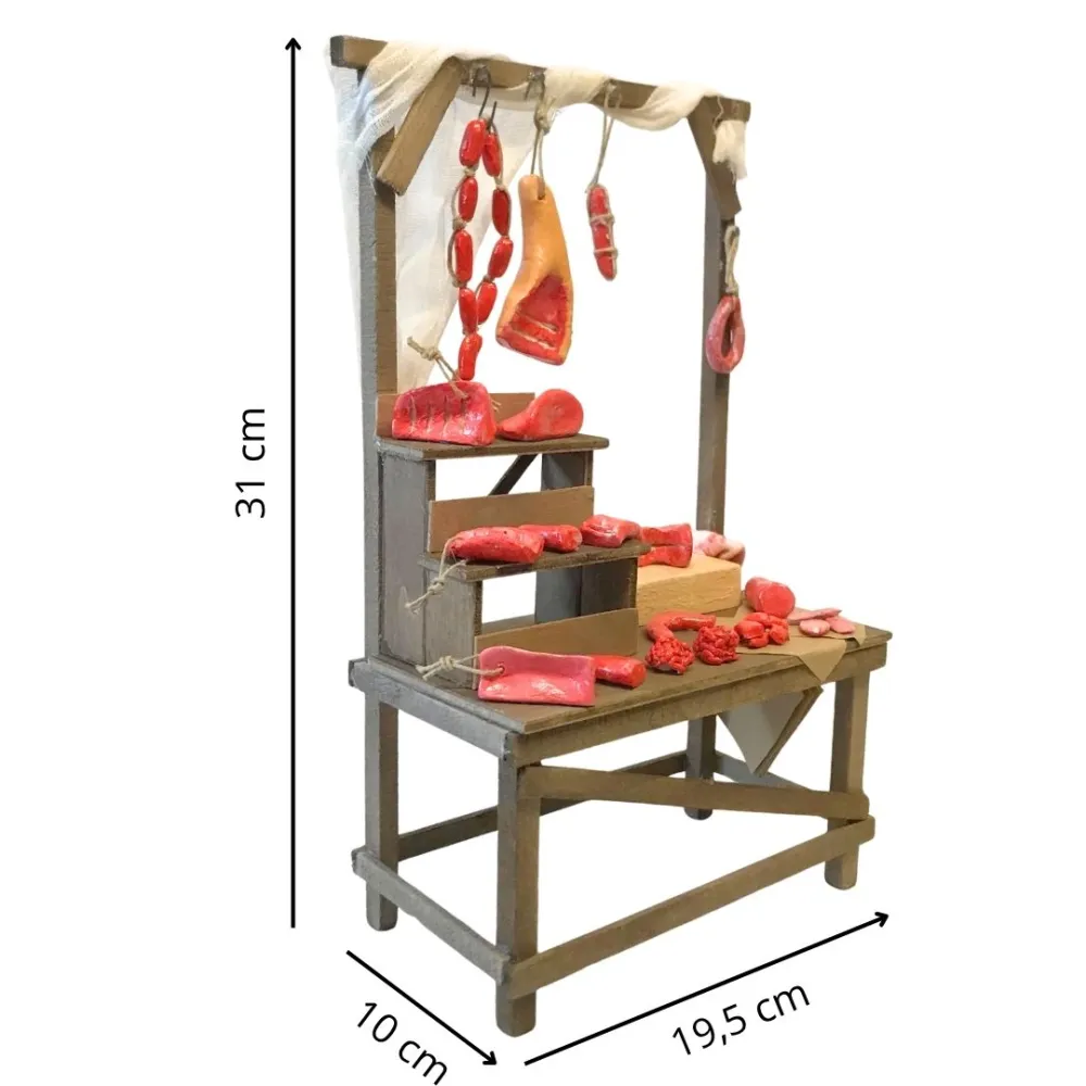 Wooden Meat Stall for 25–30 cm Nativity Figures