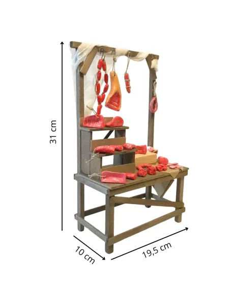 Bancarella in legno con carne per statue da 25-30 cm