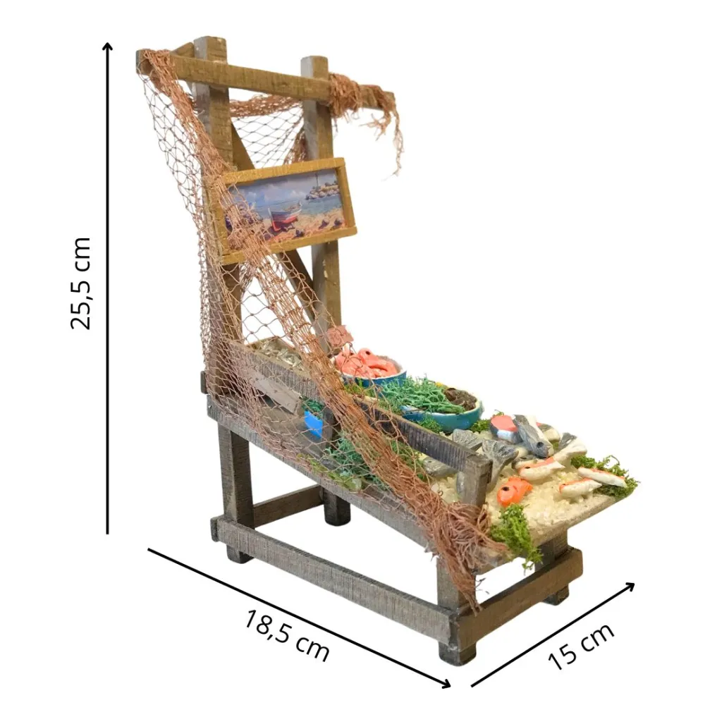 Wooden Fish Stall for 25–30 cm Nativity Figures