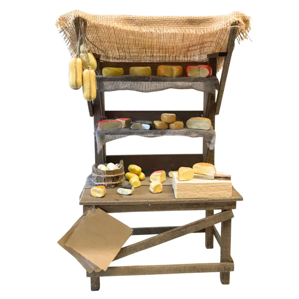 Bancarella con formaggi per statue da 25-30 cm